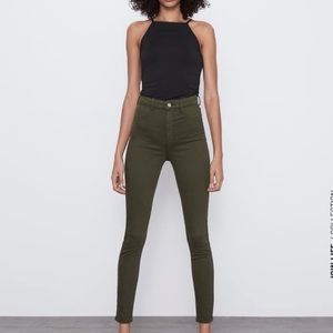 Zara Skinny Denim Jeggings Army Green SIZE 4